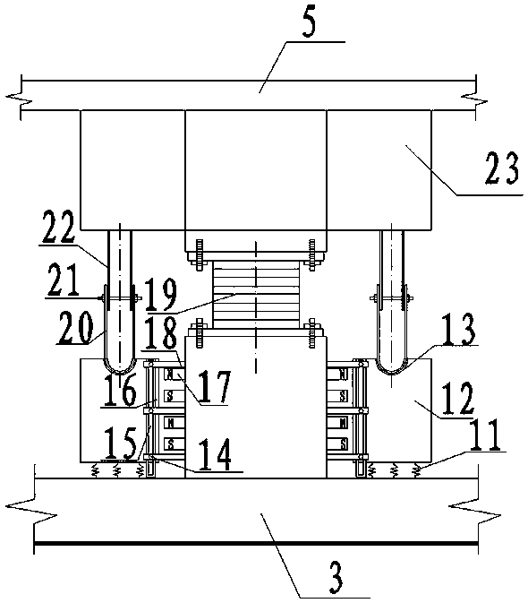 Three-dimensional multi-defense-line double-raft damping structure suitable for nuclear power stations in soft soil areas