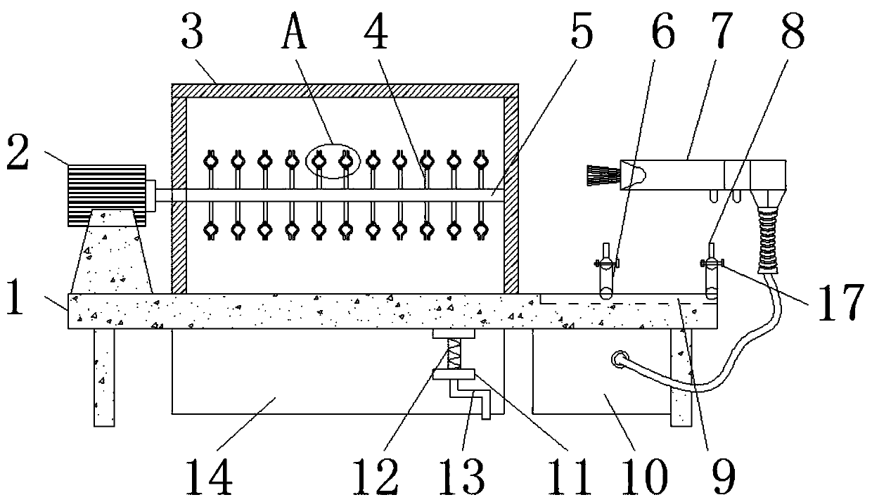 A metal electromechanical derusting device that is convenient for fixing hardware accessories