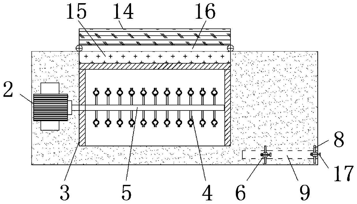 A metal electromechanical derusting device that is convenient for fixing hardware accessories