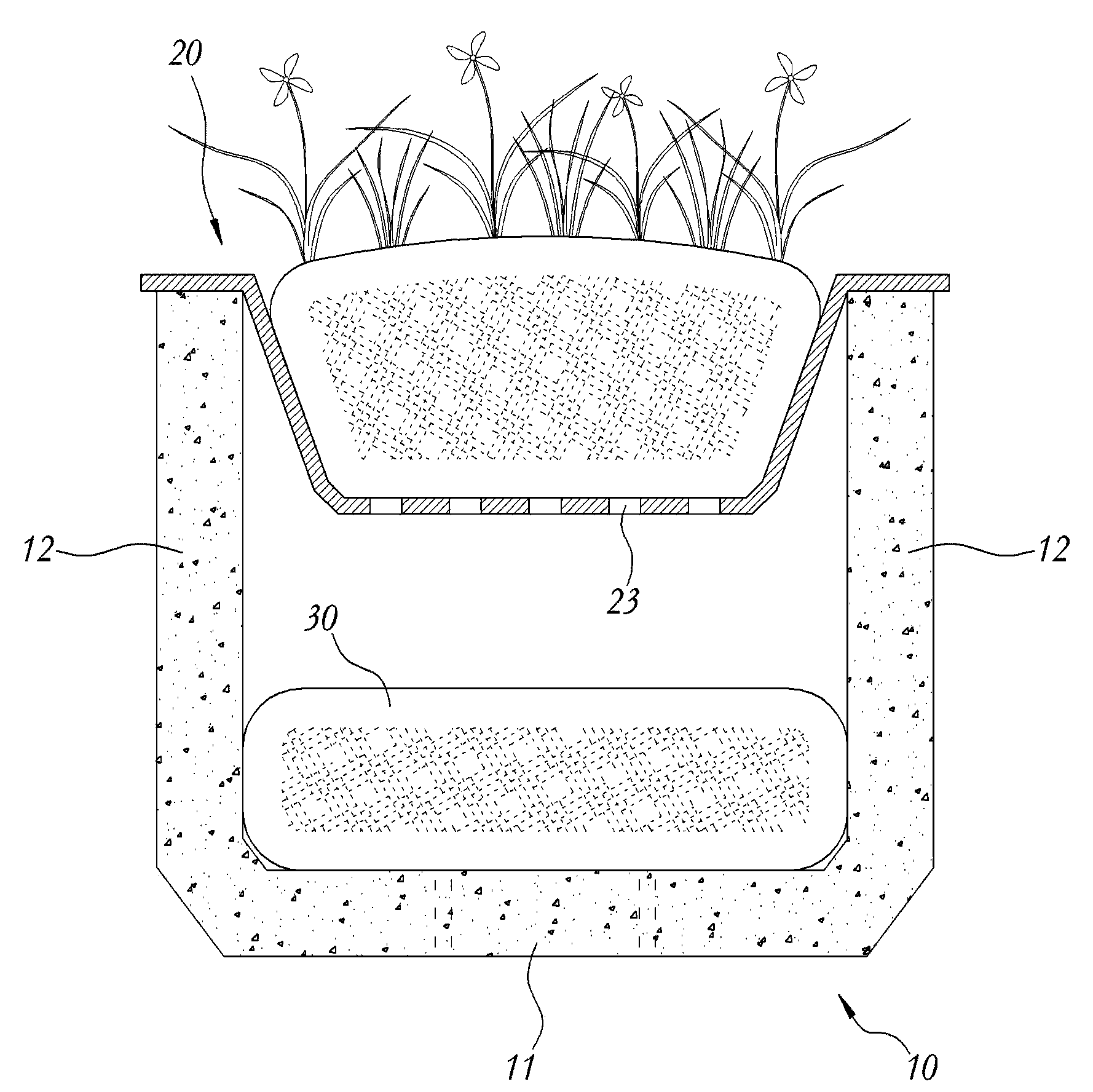 Plantation type non-point pollution treatment ditch