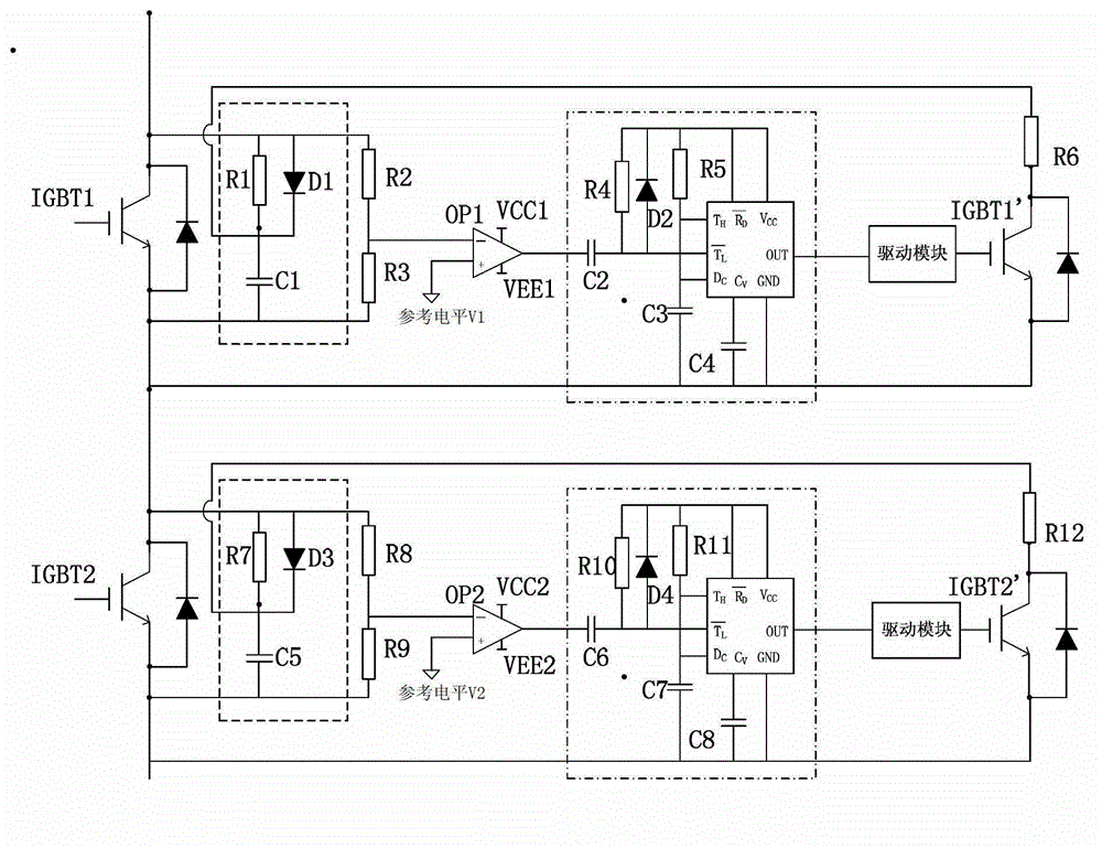 Improved residual current device (RCD) buffer circuit applied to direct tandem type insulated gate bipolar translator (IGBT)