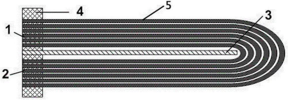 A U-shaped hollow fiber membrane element and module with single-side encapsulation