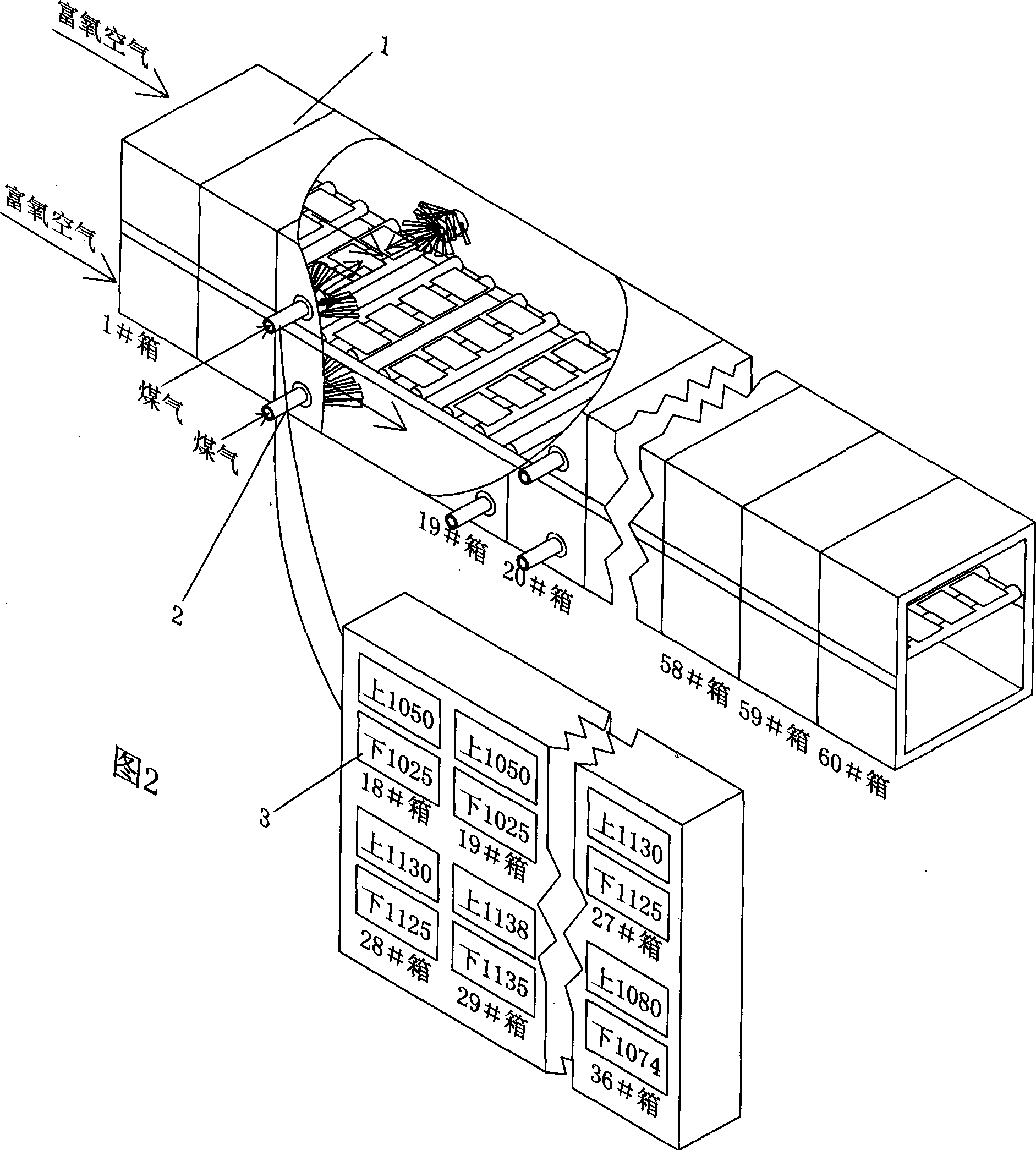 Method for applying membrane oxygen enrichment technology in roller kiln