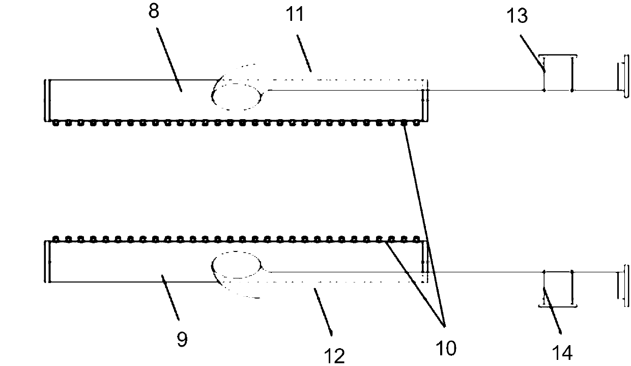 Energy-saving type sectional rack water collecting tube device and control method thereof