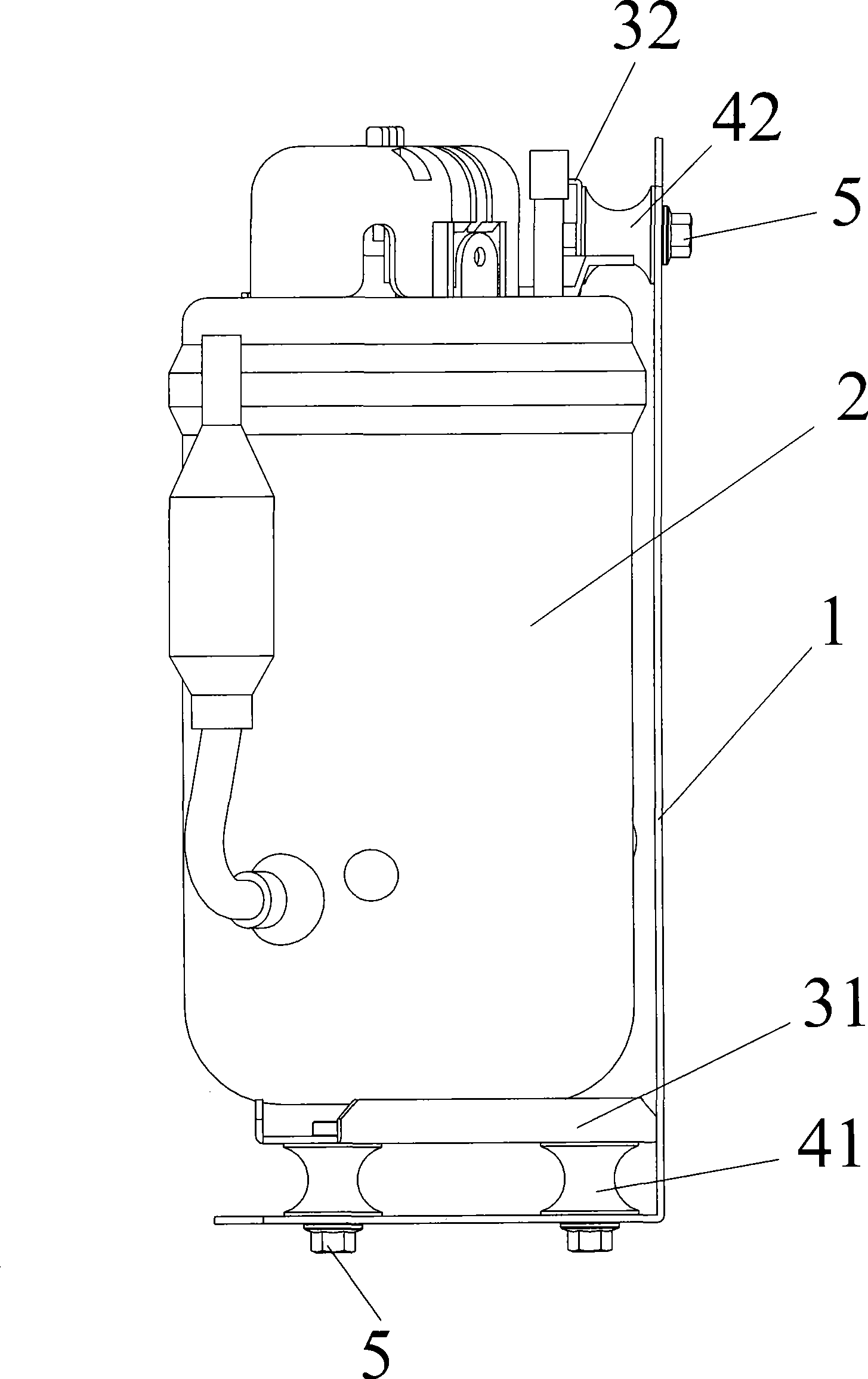 Shock absorber of air-conditioned compressor