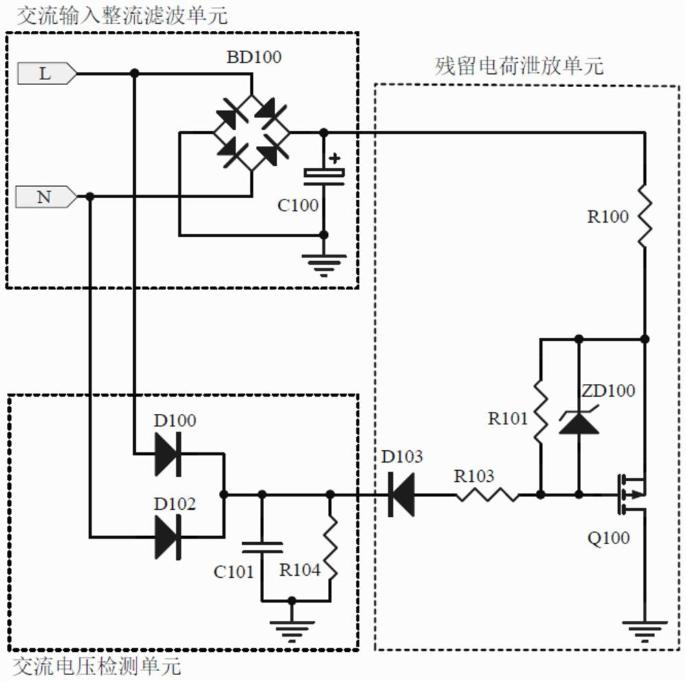 Automatic residual charge discharge circuit of switching power supply and control method thereof