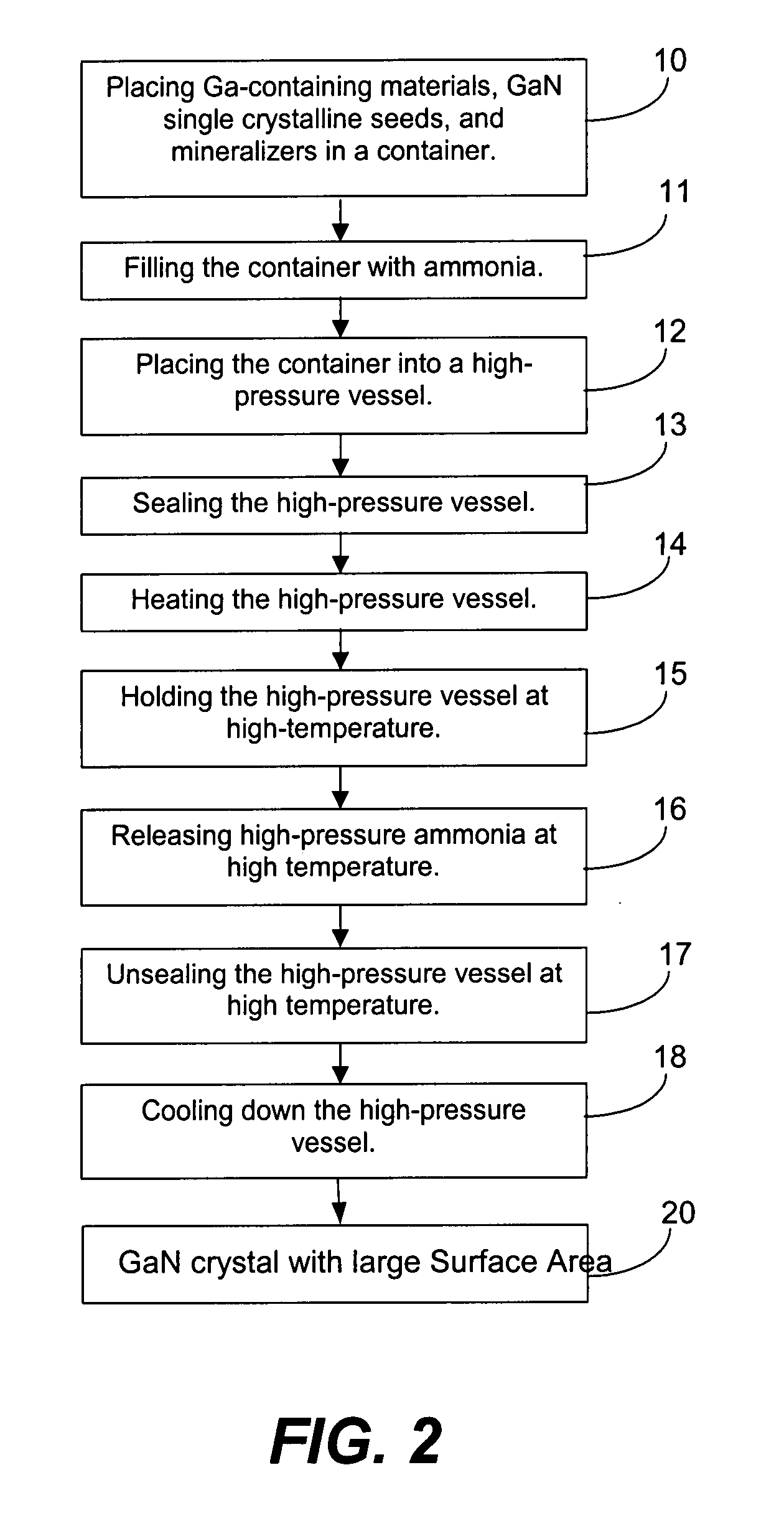 Method for growing large surface area gallium nitride crystals in supercritical ammonia and lagre surface area gallium nitride crystals