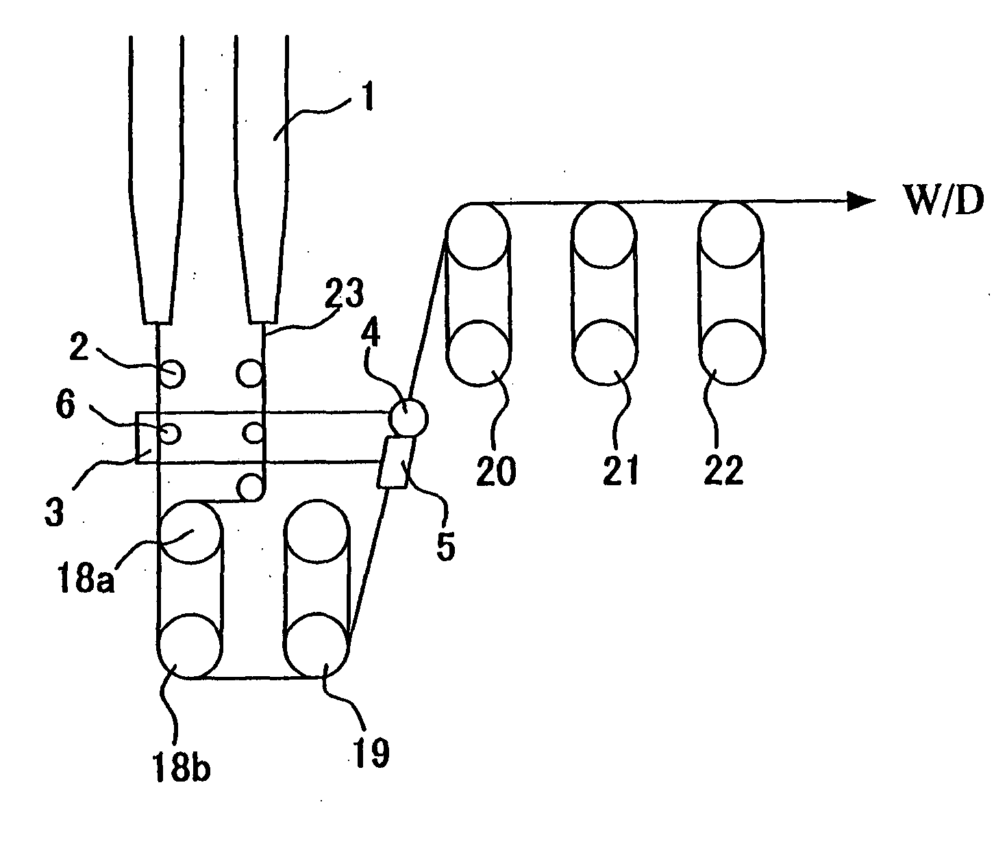 Production method of synthetic and yarn traverse device