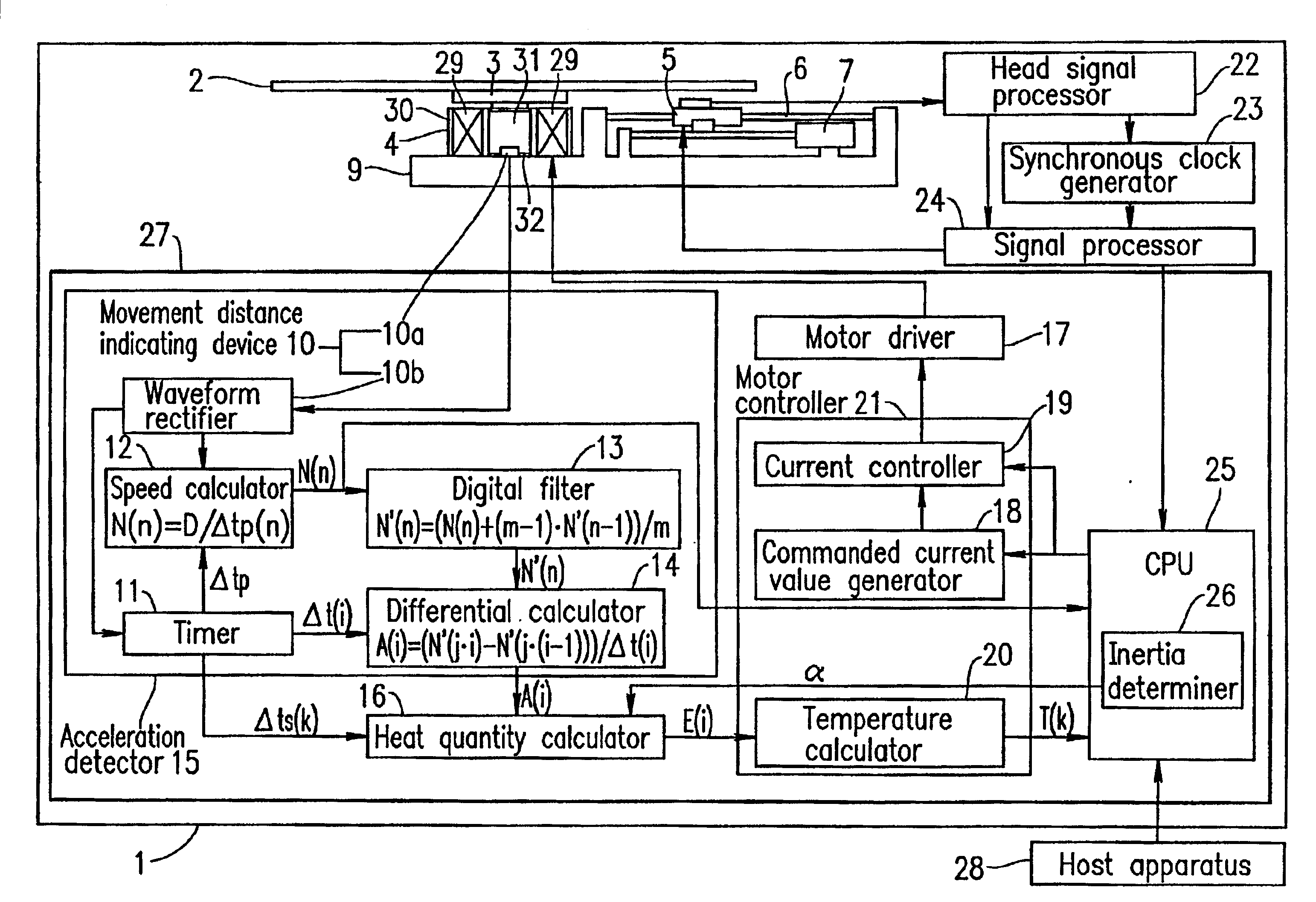 Motor control apparatus, disk apparatus and acceleration detection device