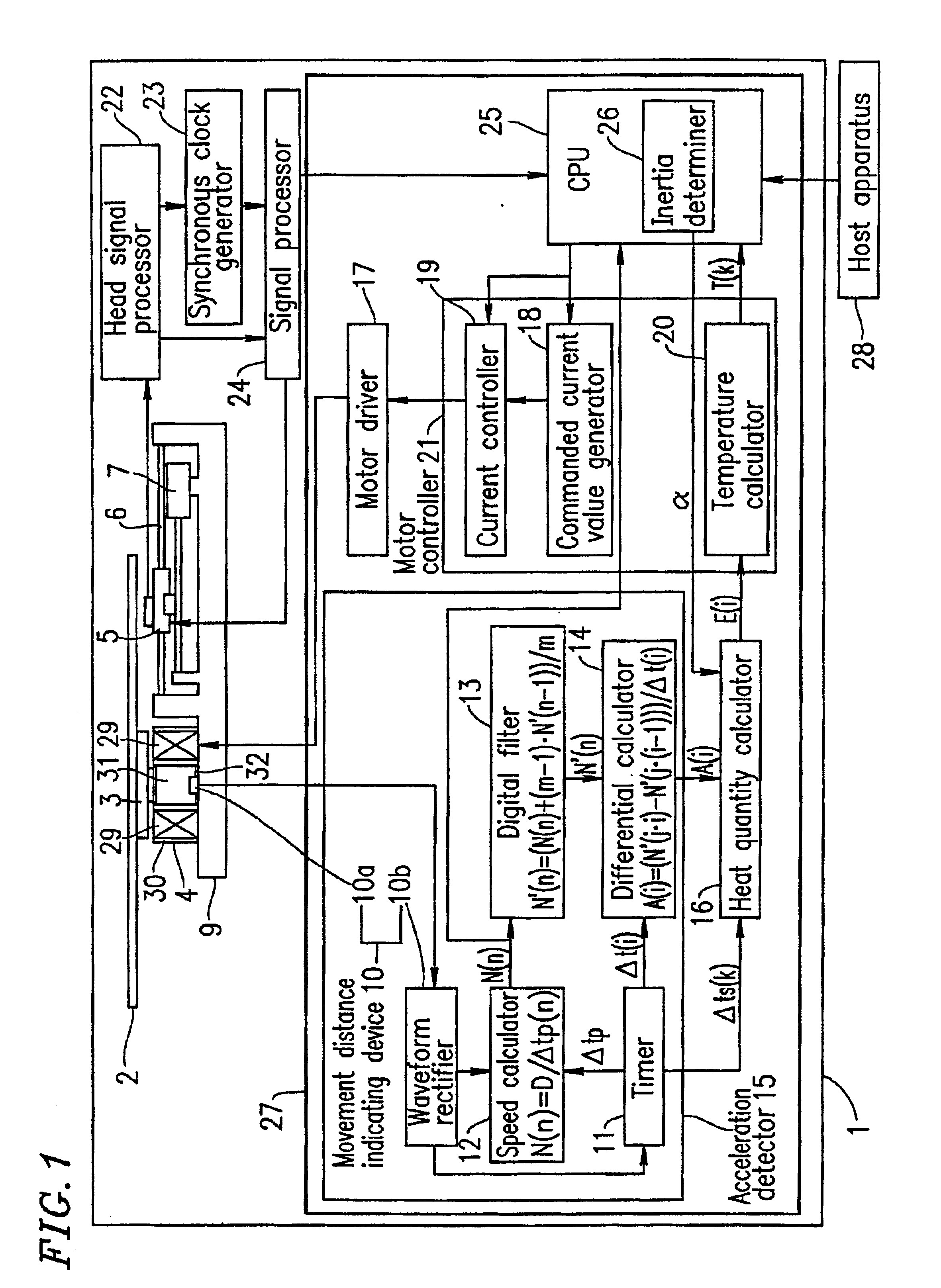 Motor control apparatus, disk apparatus and acceleration detection device