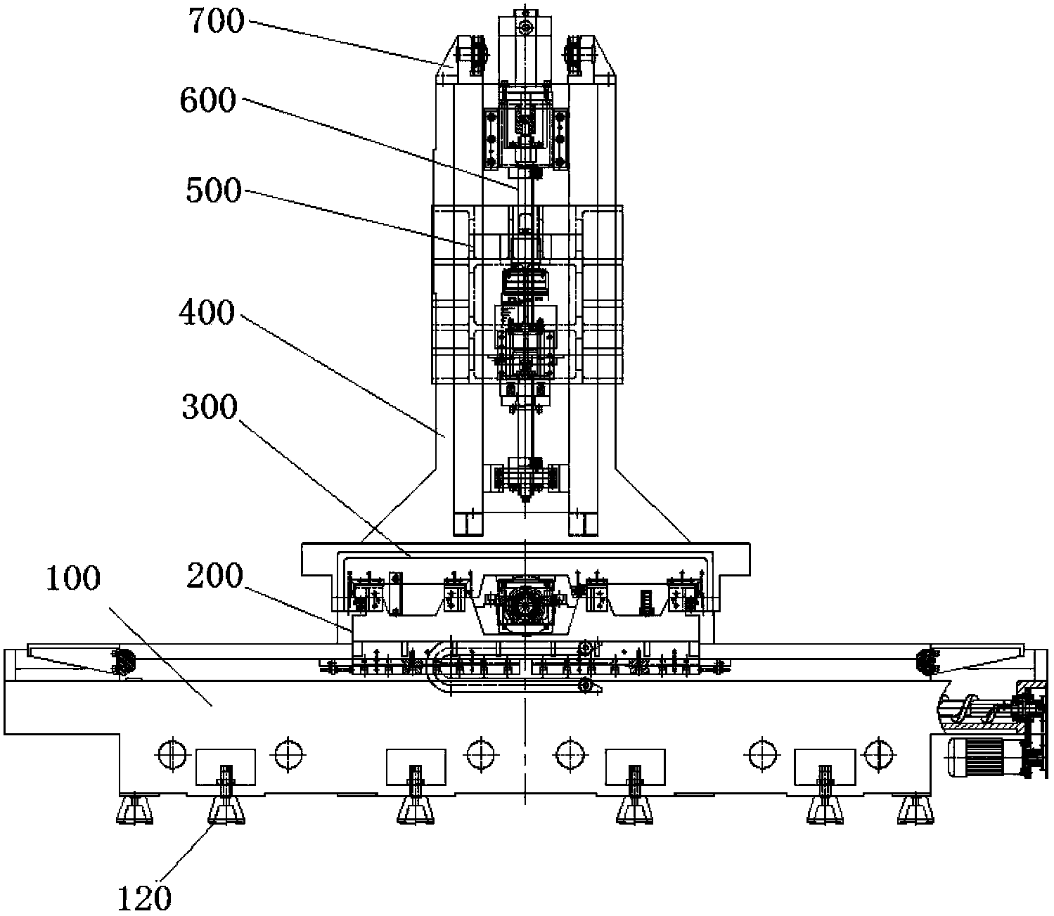 Optical-mechanical structure for vertical machining center