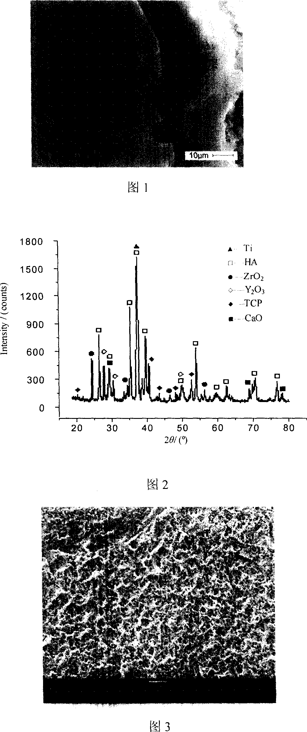 Magnetron sputtering method for preparing HA/YSZ/Ti6Al4V gradient bioactive composite material