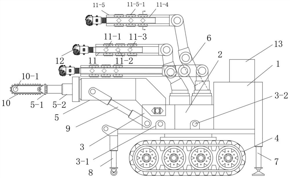 Self-diagnosis pre-cutting hole dynamic tension shear rock breaking method and device