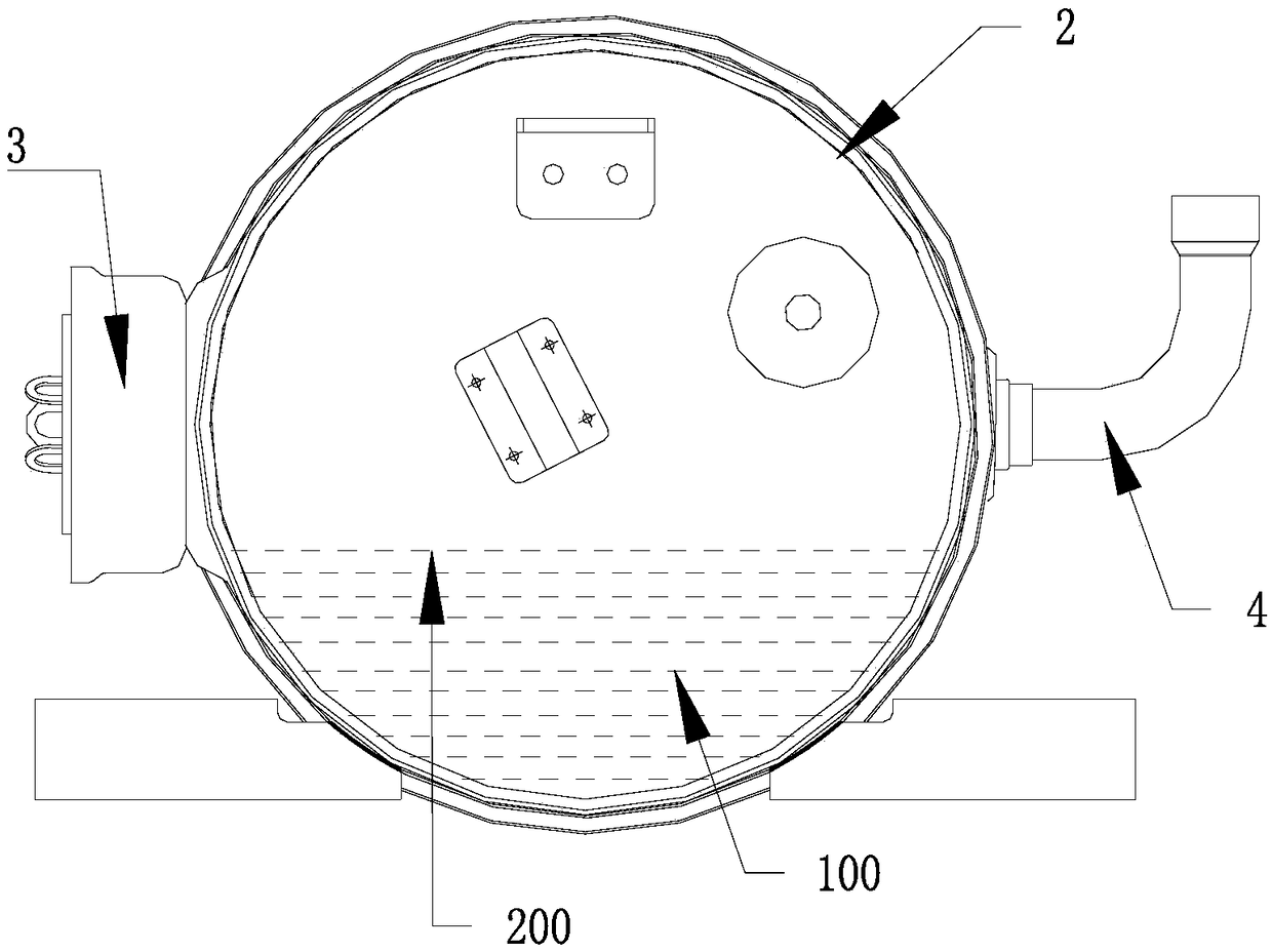 Liquid level adjusting device, compressor shell and compressor