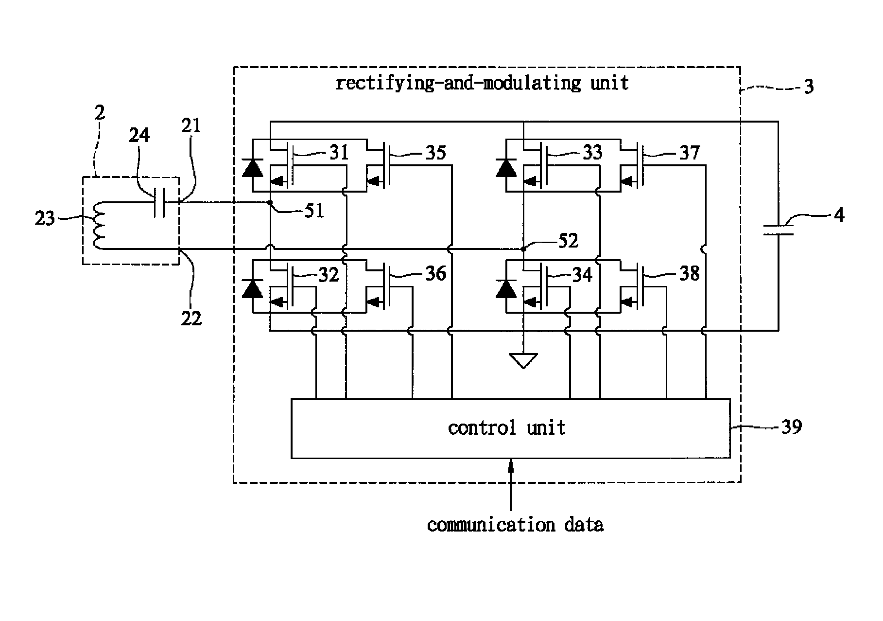 Rectifying-and-modulating circuit and wireless power receiver incorporating the same