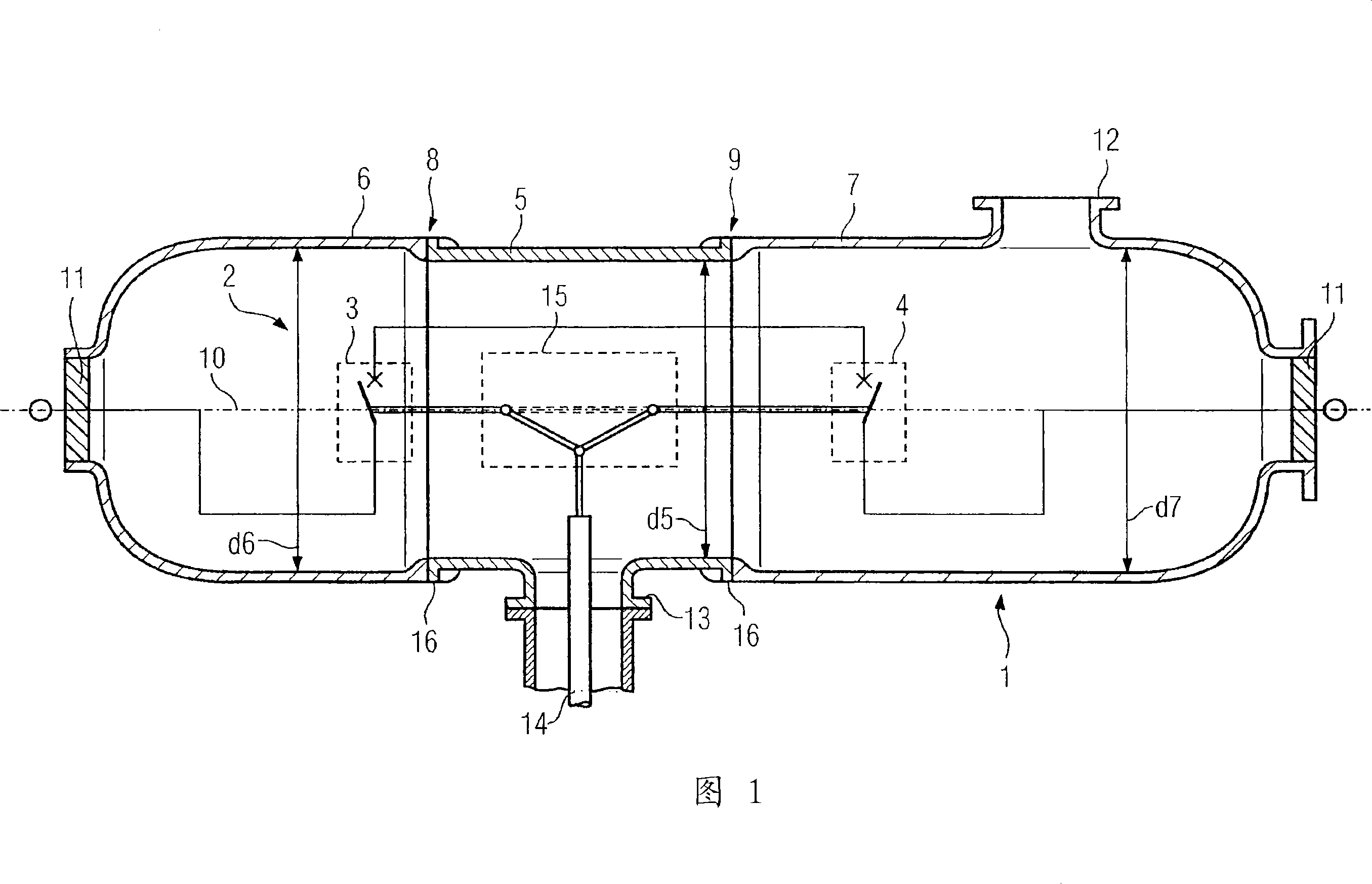 Capsule housing extending in an essentially tubular manner comprising at least three housing sections