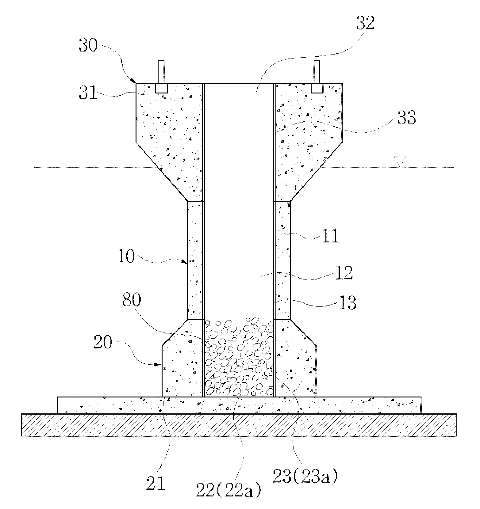 Supporting structure for offshore wind power generator