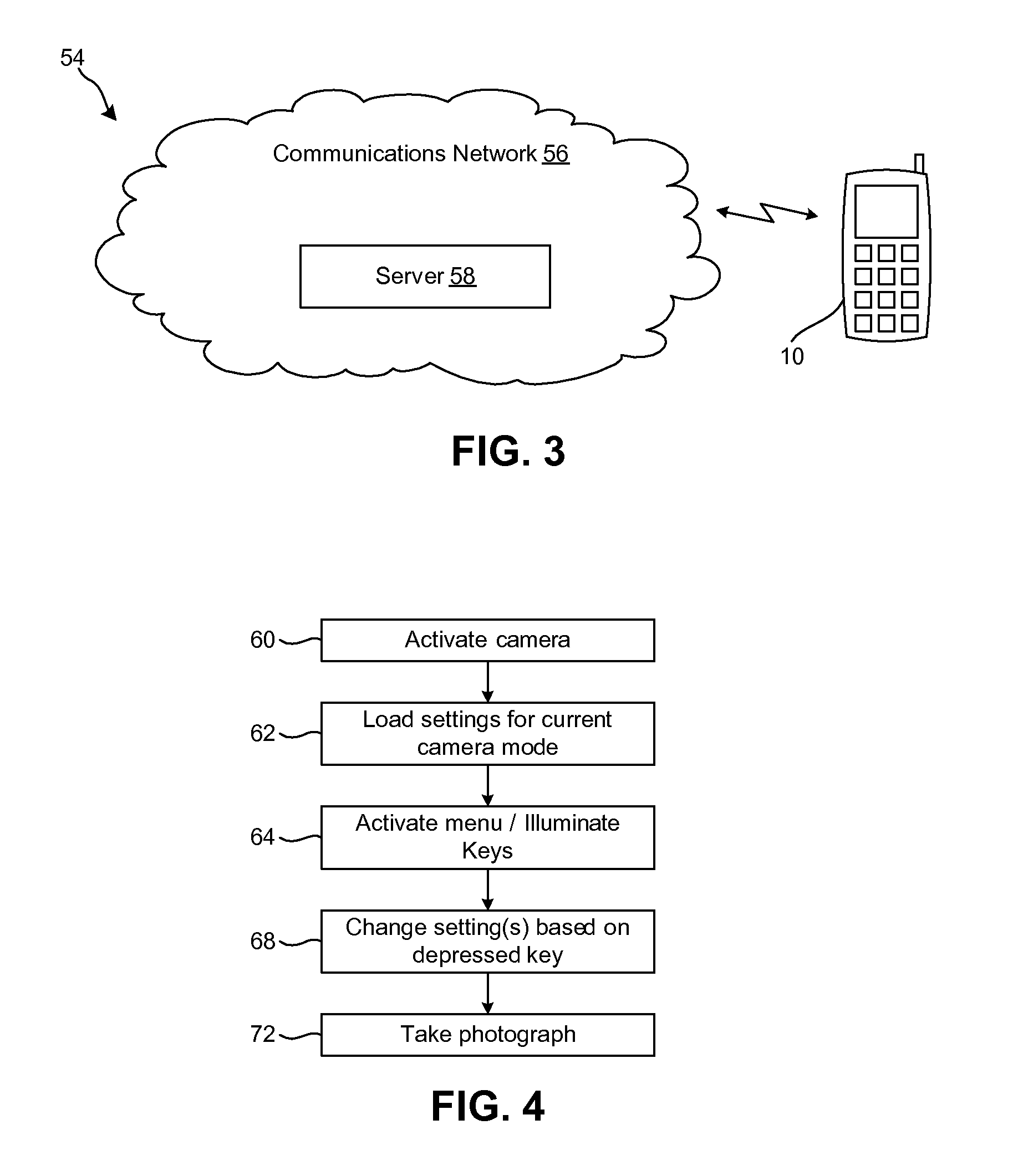 Method and system for adjusting camera settings in a camera equipped mobile radio terminal