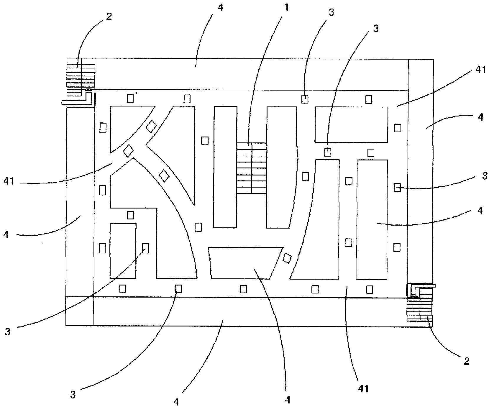 Design method for instant safe escape from department store fires and escape elevator system for escapes