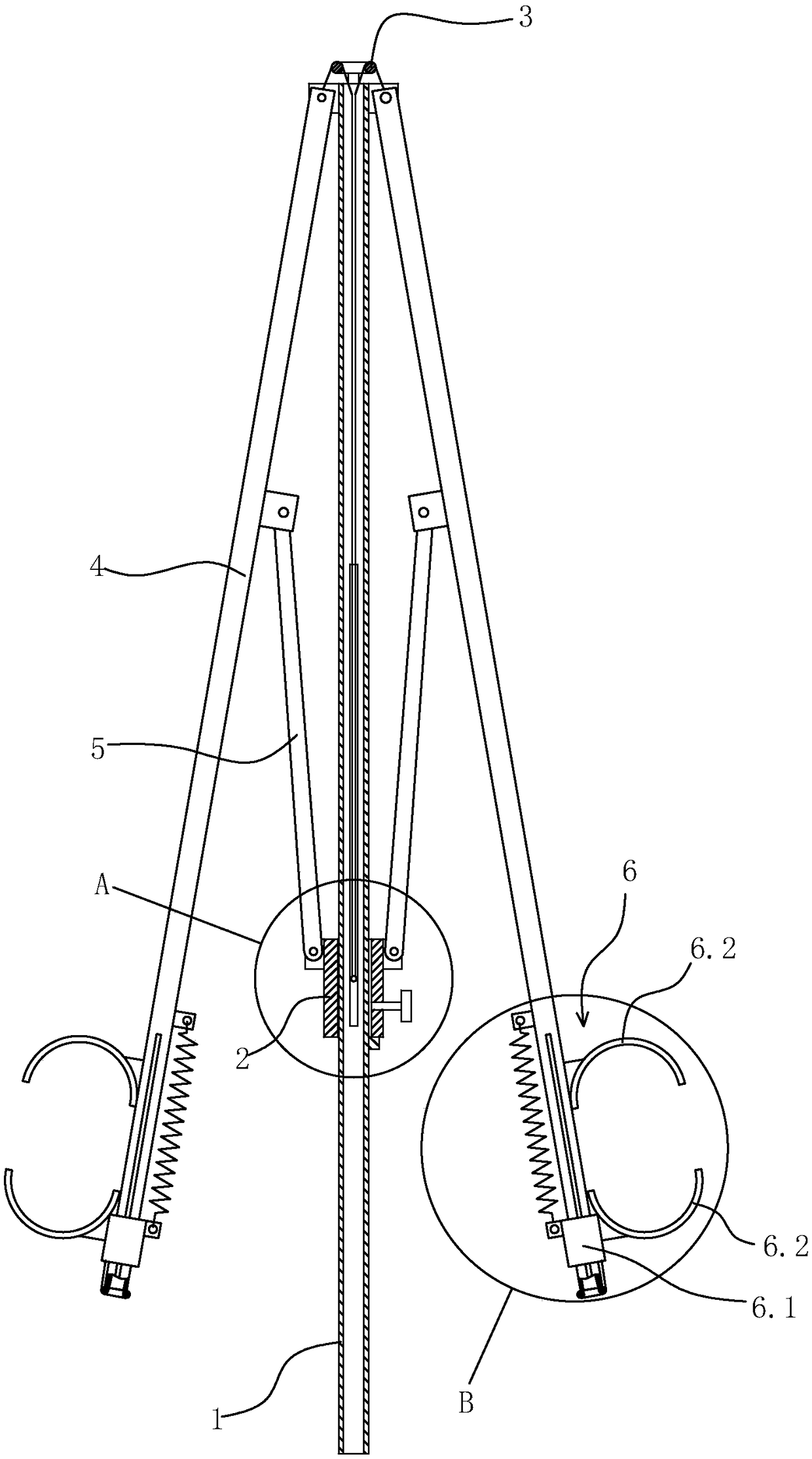 Electrical pole construction assisting mechanism for enlarging distance between overhead conductor lines