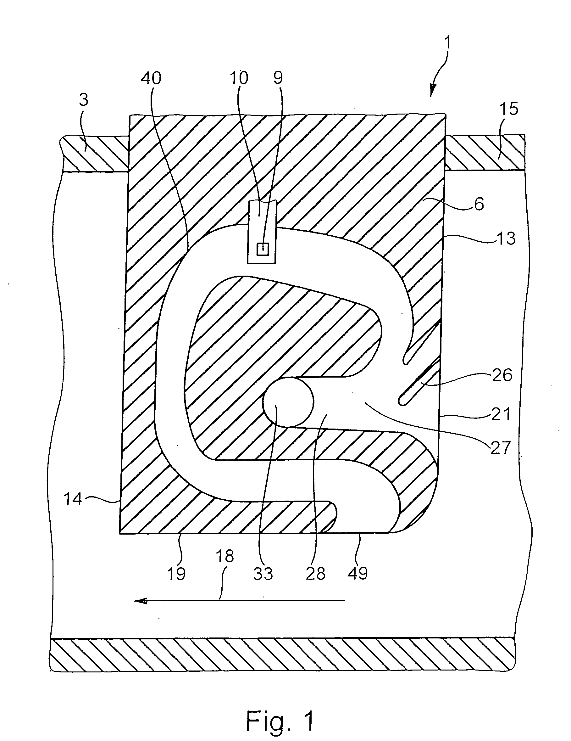 Device for determining at least one parameter of a medium flowing in a line