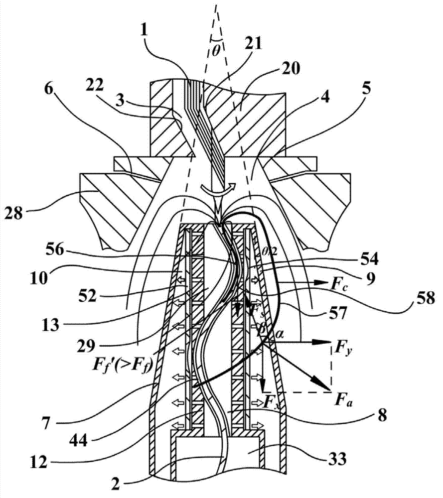 Air injection vortex spinning device with pumping component