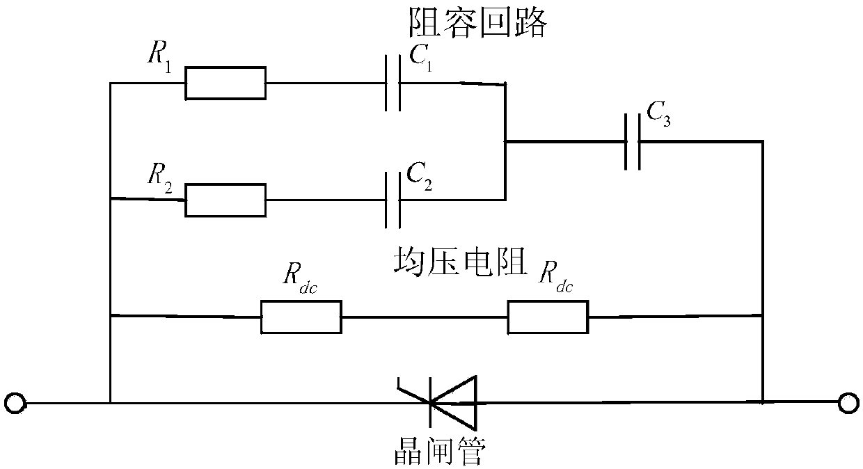 Two-port circuit of ultra-high-voltage direct-current converter valve