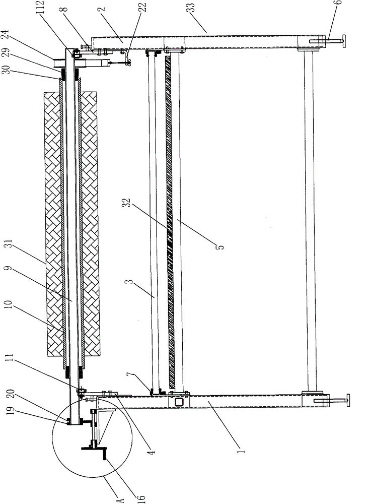 Multiaxial material returning device for cutting reinforced fabric