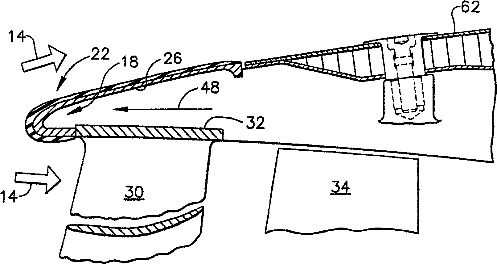 Internal anti-icing device of fanjet