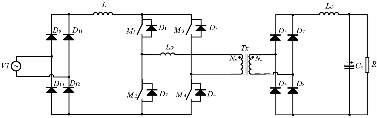 Boost full bridge isolation type converter and composite active clamping circuit thereof