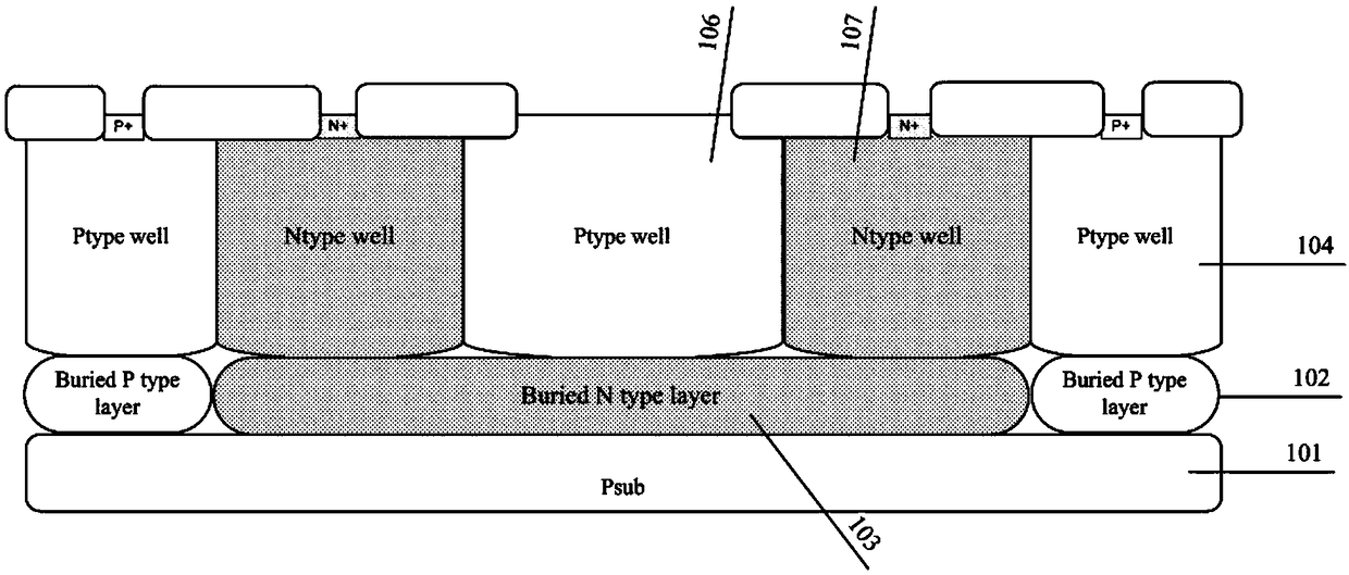 Bidirectional interlayer isolation well with low power consumption and high reliability