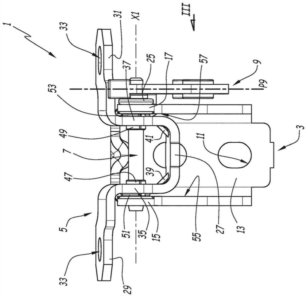 Snap-in device, vehicle hinge including the snap-in device and method of using the snap-in device