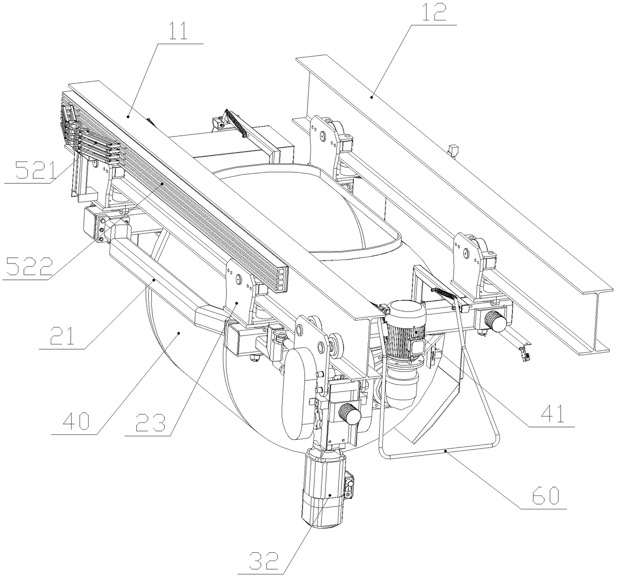 Downwardly-walking concrete conveying device