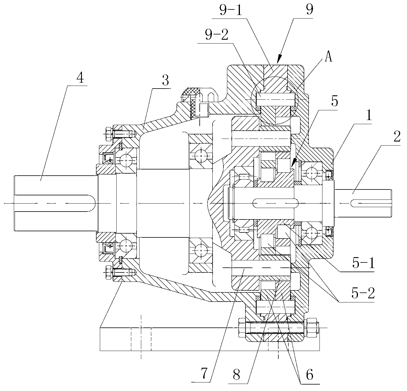 High-bearing-capacity cycloidal pin wheel speed reducer