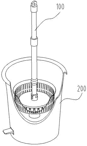 Automatic washing and dewatering combined device of rotary type mop