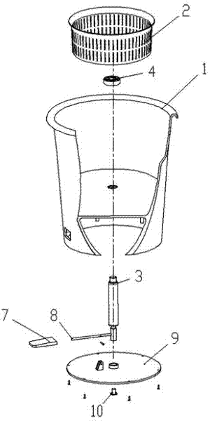 Automatic washing and dewatering combined device of rotary type mop