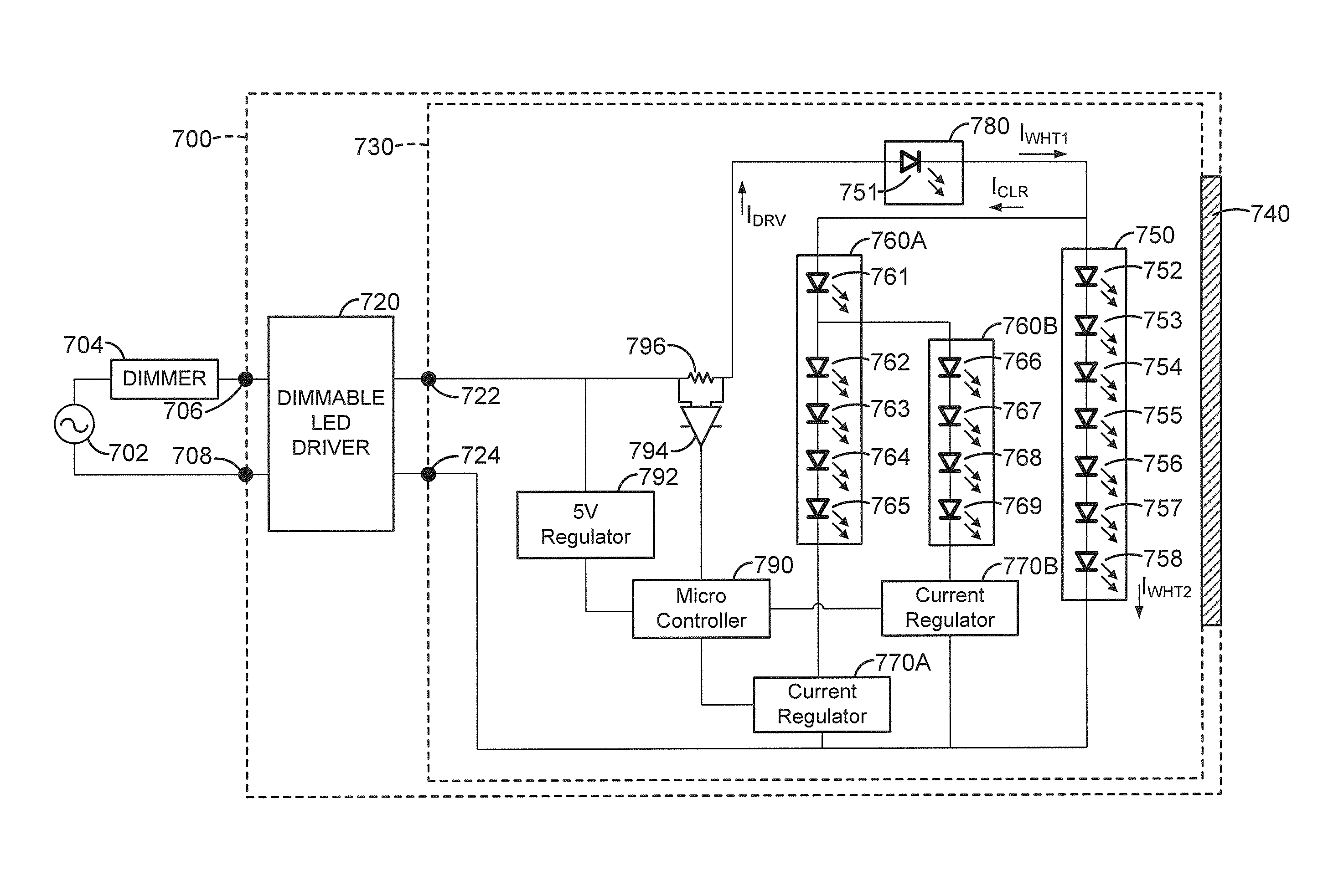 Dimmable LED light fixture having adjustable color temperature