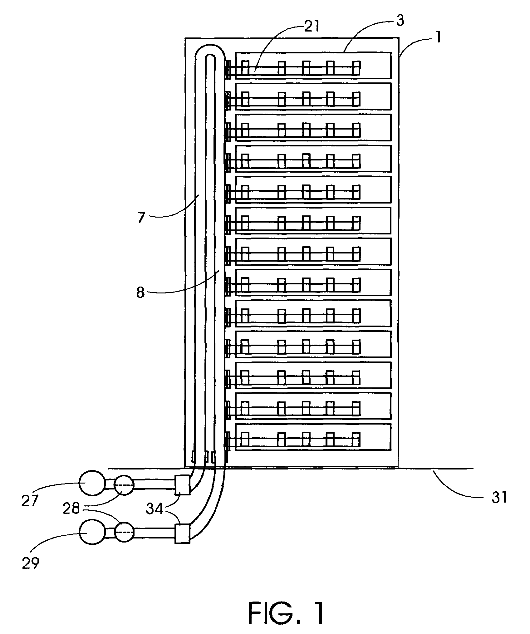 High efficiency heat removal system for rack mounted computer equipment