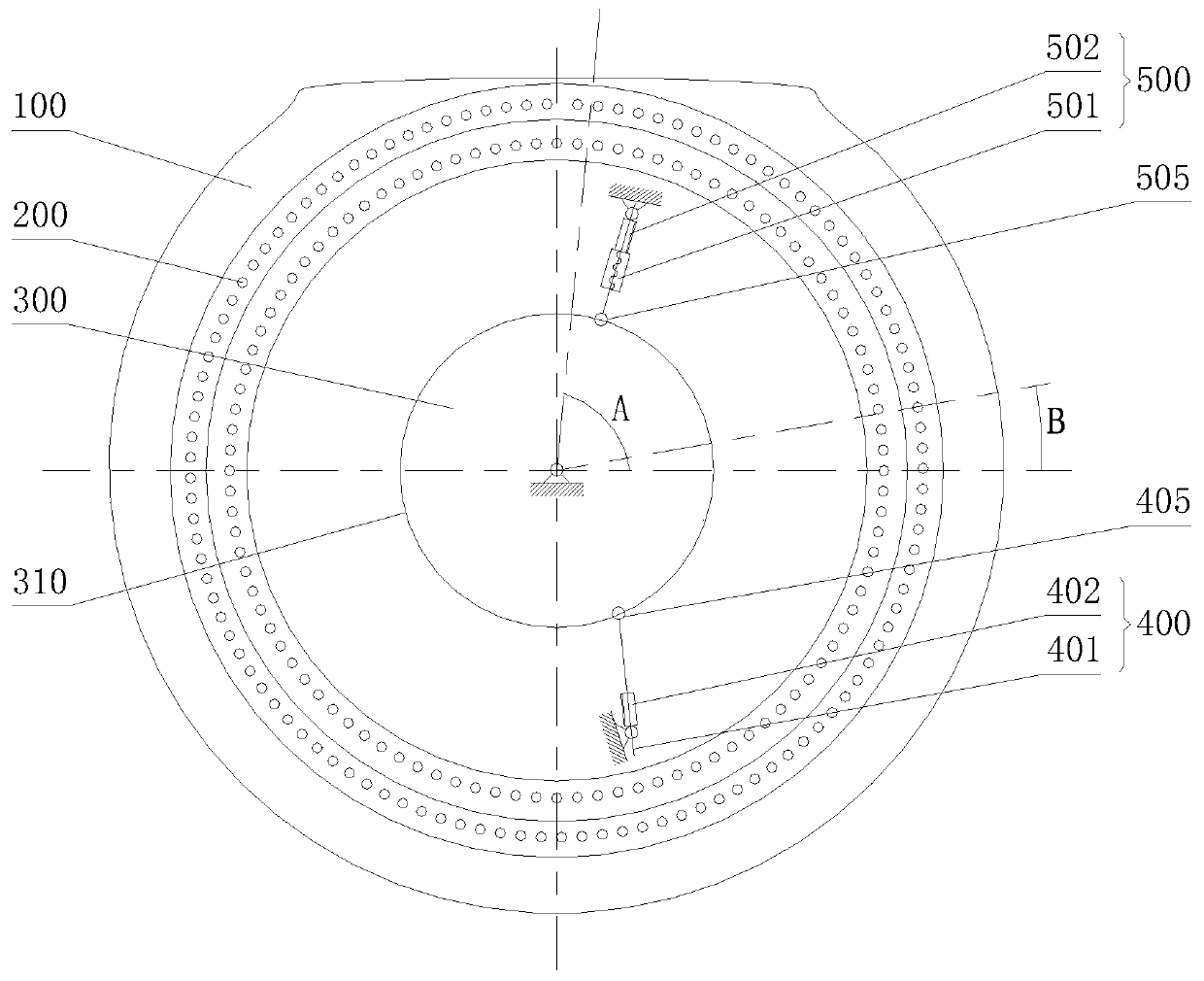 Wind power generating set blade pitch changing device, pitch changing method and wind power generating set