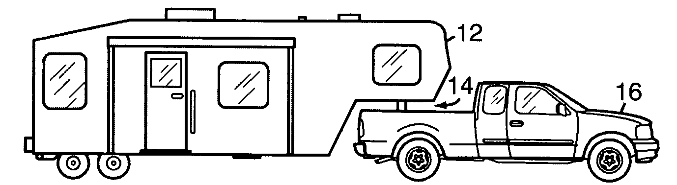 Shock-absorbing adapter for connecting fifth wheel or gooseneck trailer to towing vehicle