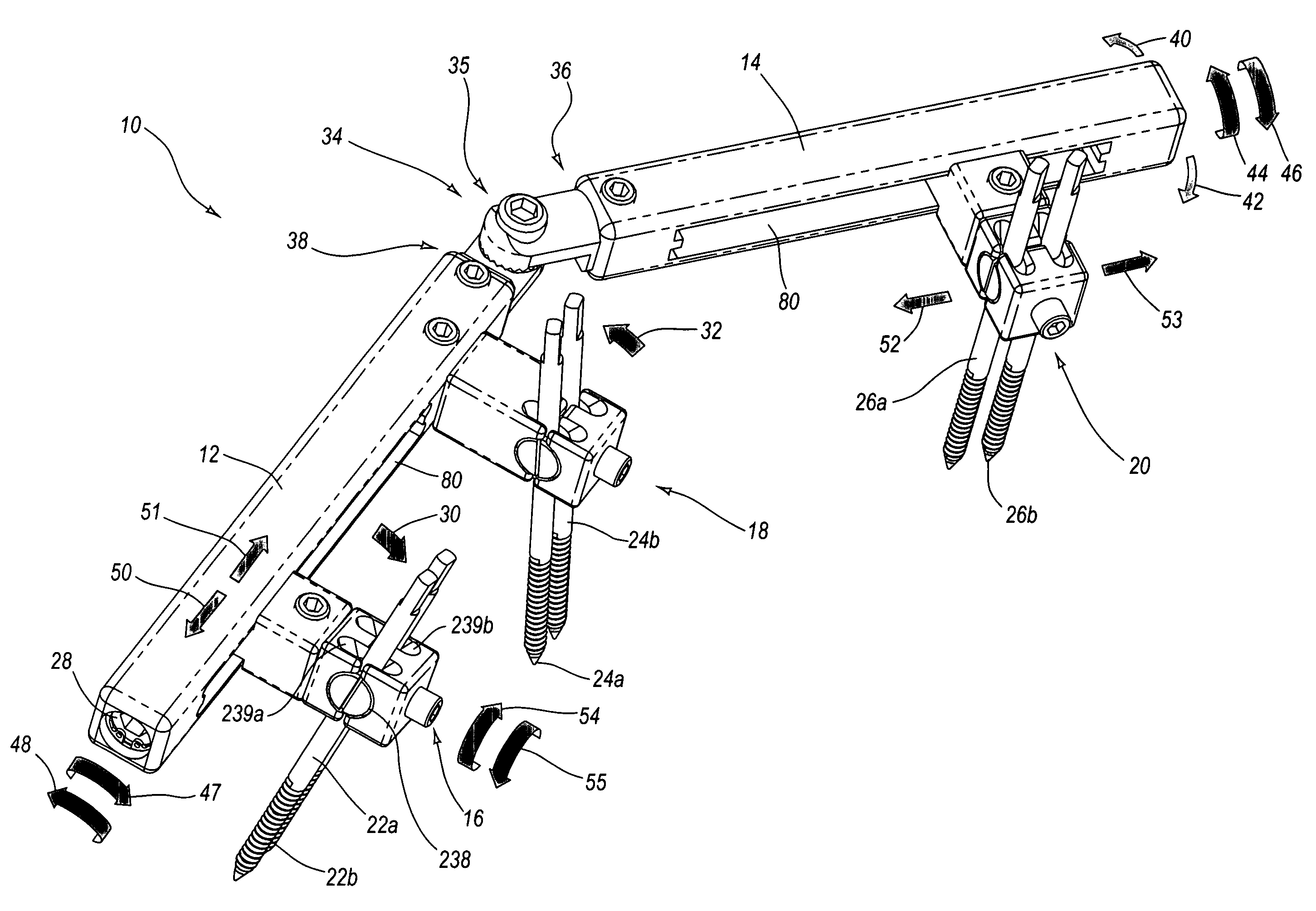 Adjustable splint for osteosynthesis