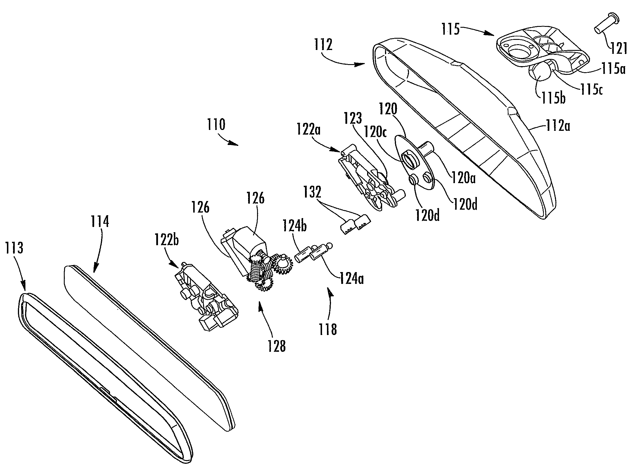 Vehicle interior rearview mirror assembly with actuator