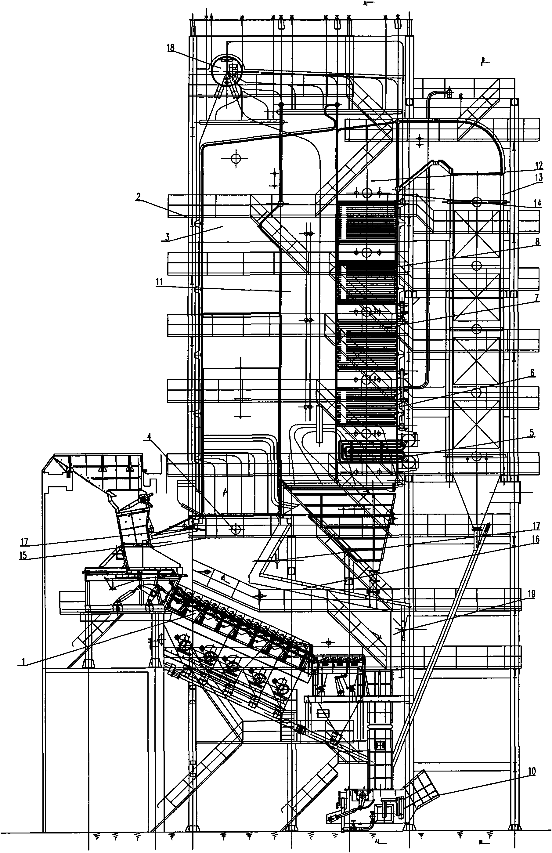 Waste incineration boiler