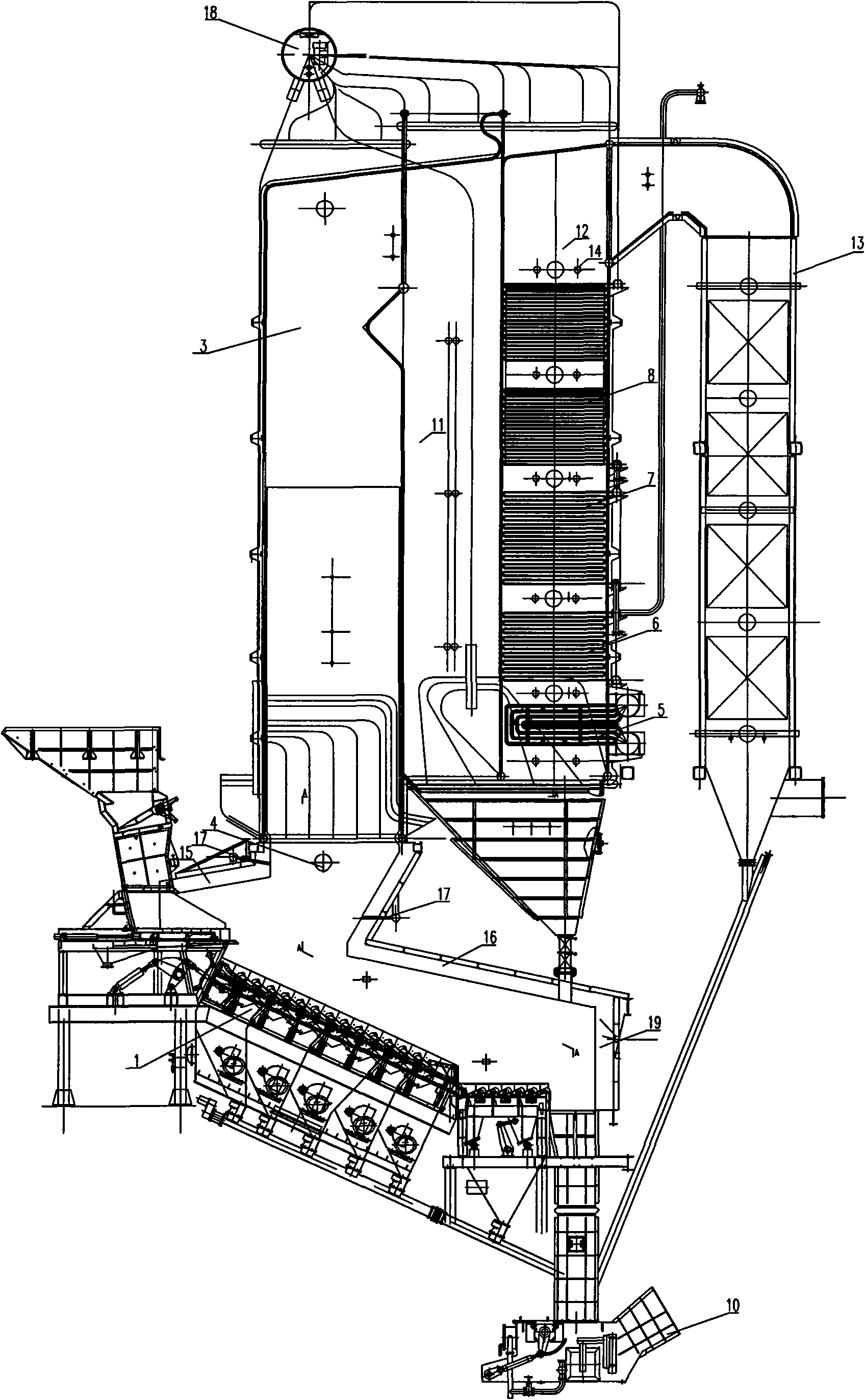 Waste incineration boiler