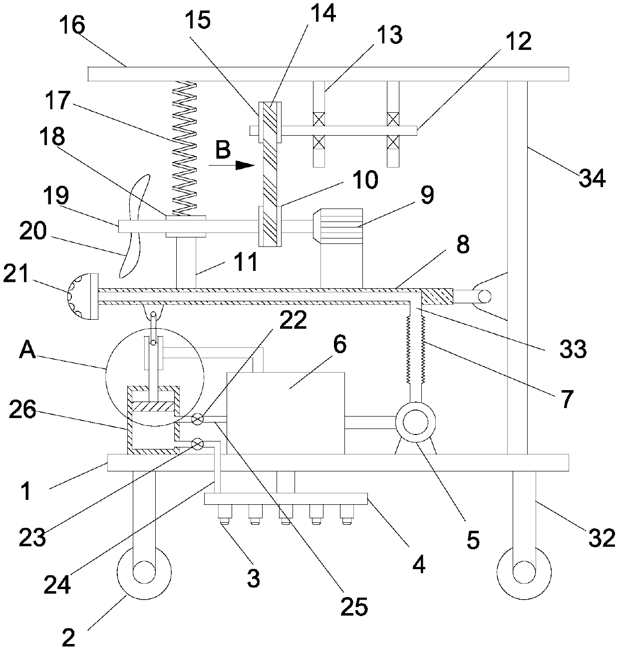 A dust suppression sprinkler for municipal construction