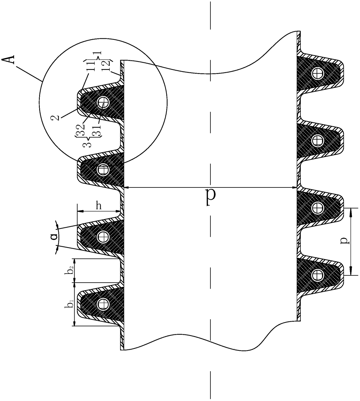 Rebar reinforced polypropylene corrugated pipe and manufacturing method thereof