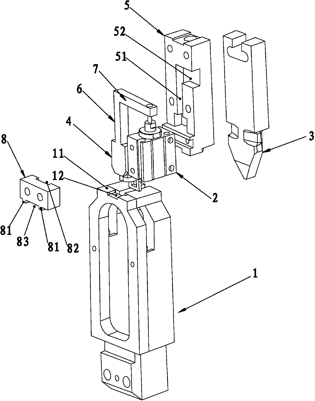 Strap splitting device arranged on zipper machine and used for zipper head installation