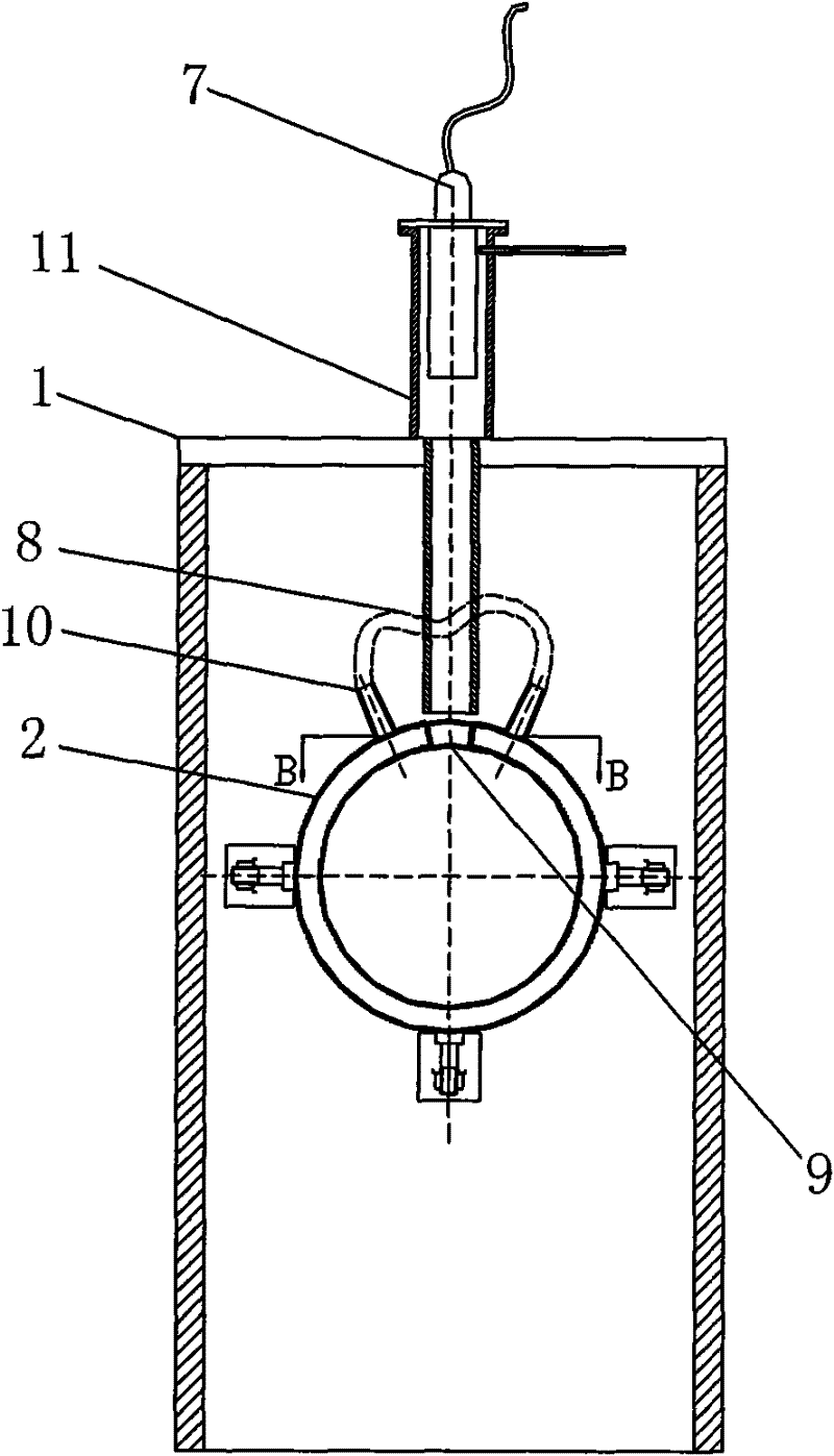 Steel tube end part inductive heating device with temperature detection system