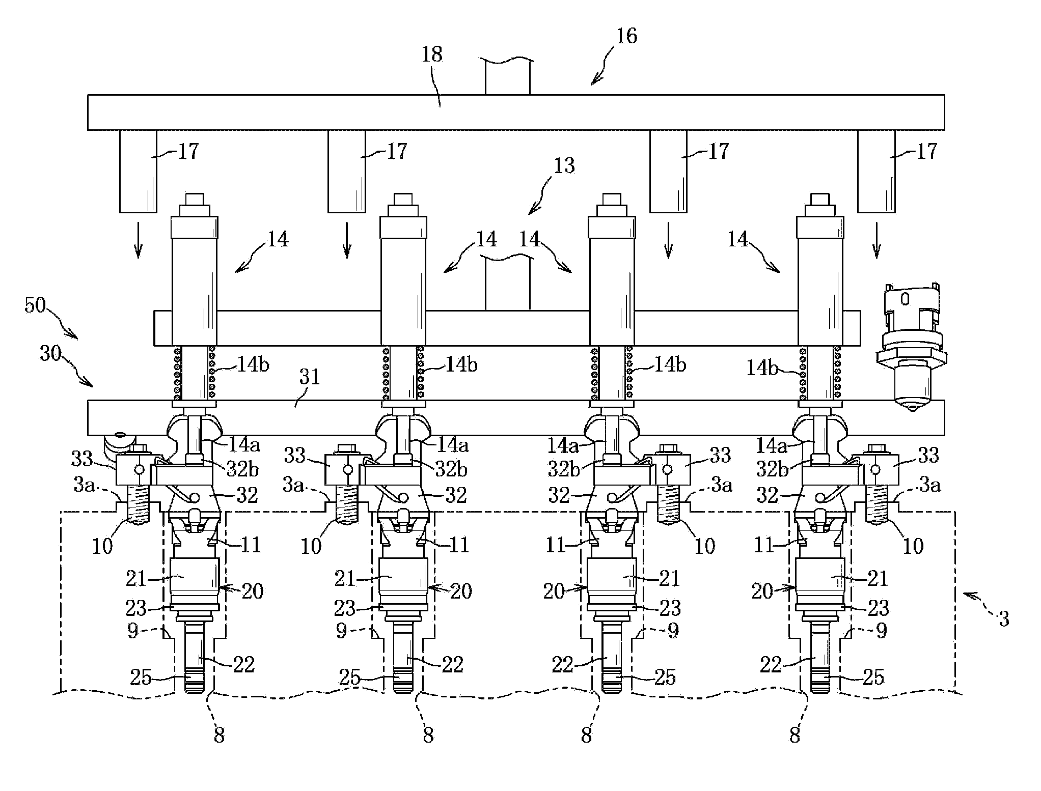 Attaching method of fuel rail assembly for direct-injection engine