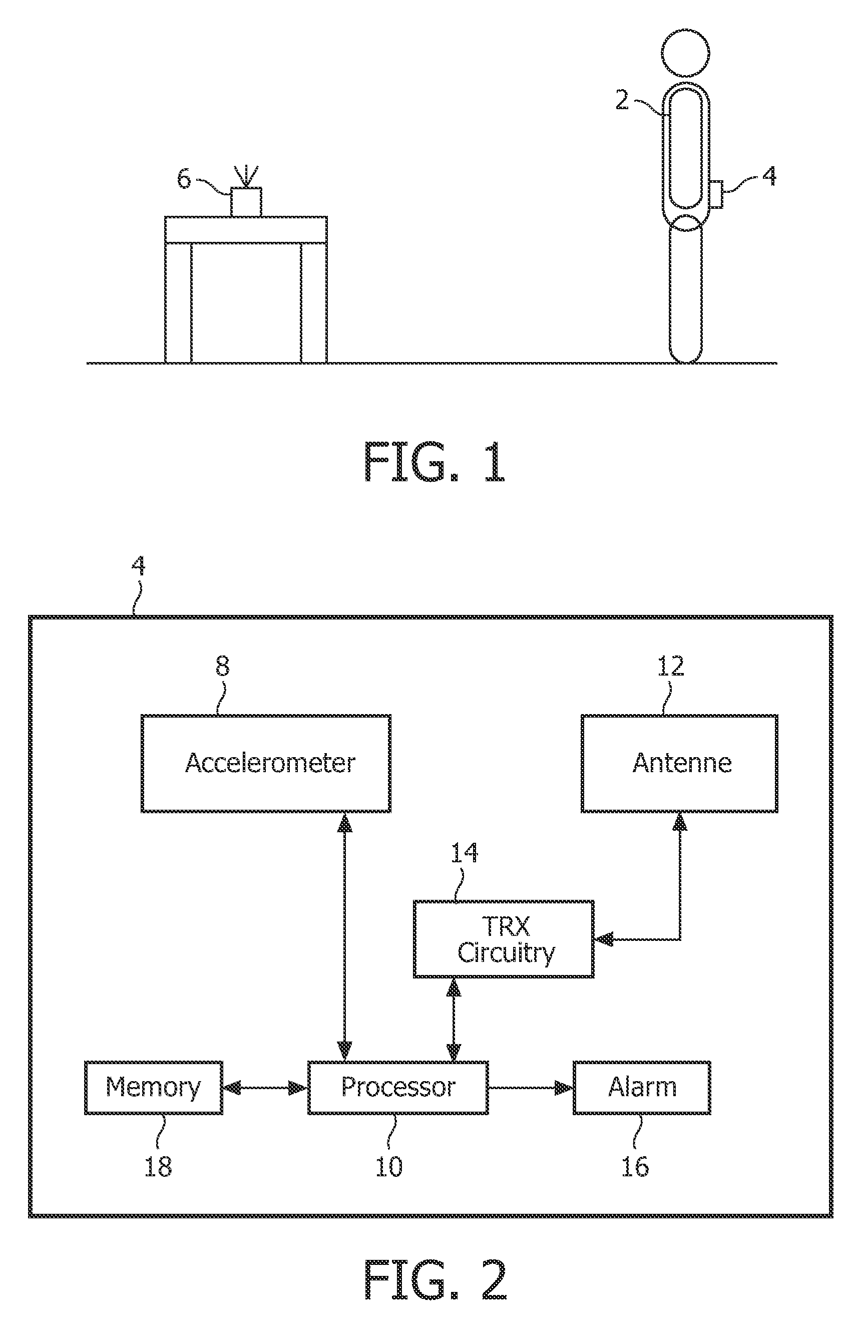 Displacement measurement in a fall detection system